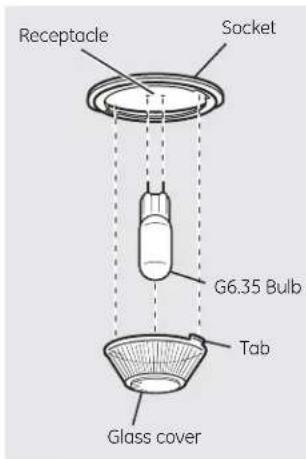 Receptacle Socket G6.35 Bulb Tab Glass cover
