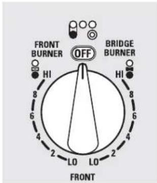 FRONT BURNER HI OFF BRIDGE BURNER HI 8 6 4 2 LO LO 2 4 FRONT