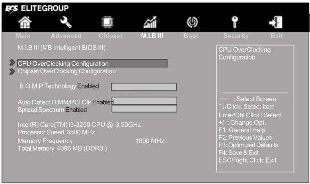 ECS H61H2-M8 - M.I.B III (MB Intelligent BIOS III) Menu - 1