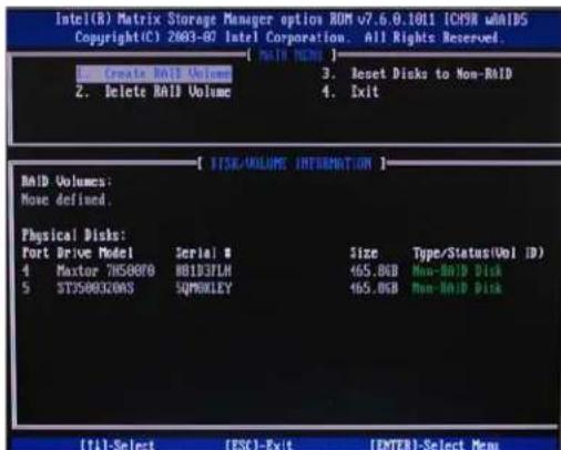 ECS P55H-A SLI - Entering Intel® Matrix Storage Manager RAID BIOS utility - 2