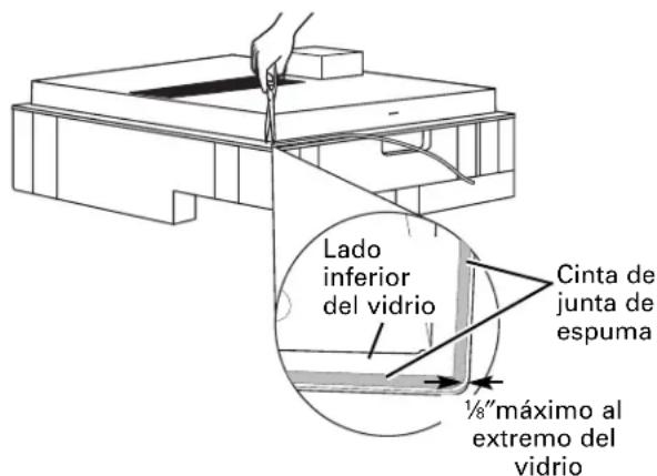 GE Profile JP989CDCC - ▲ PRECAUCIÓN: No instalar la cinta de junta de espuma aumenta el potencia de que el vidrio de la estufa se rompa cuando se esté instalando, especialmente en encimeras Corian® o de granito. - 1