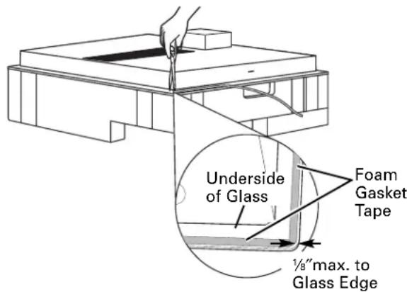 GE Profile JP989CDCC - ⚠️ CAUTION: Failure to install foam gasket tape greatly increases the potential of breaking the cooktop glass when installing, especially in Corian® or granite countertops. - 1