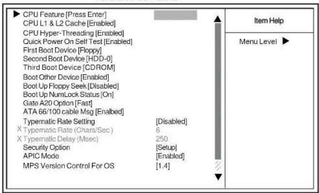 ECS PMI8M - Advanced BIOS Features - 1