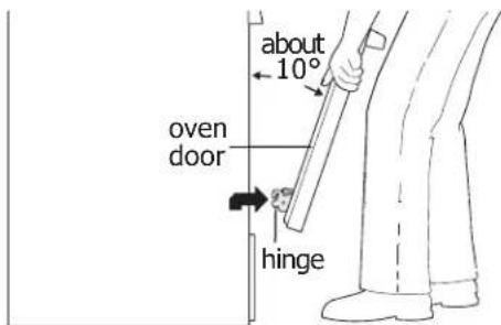 about 10° oven door hinge