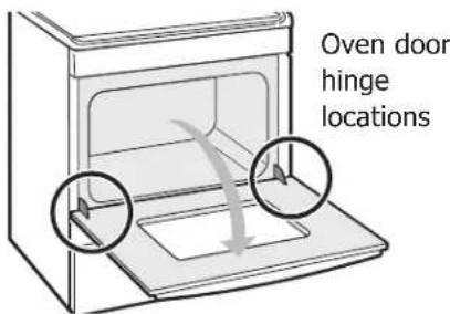 Oven door hinge locations