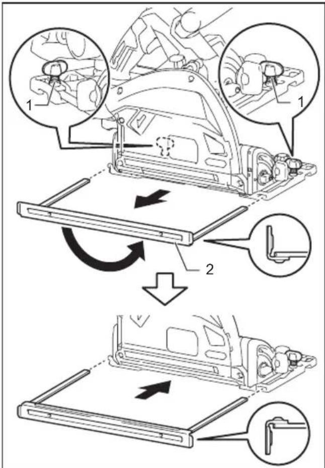 Technical diagram illustrating vehicle assembly steps with labeled components and directional arrows indicating movement.