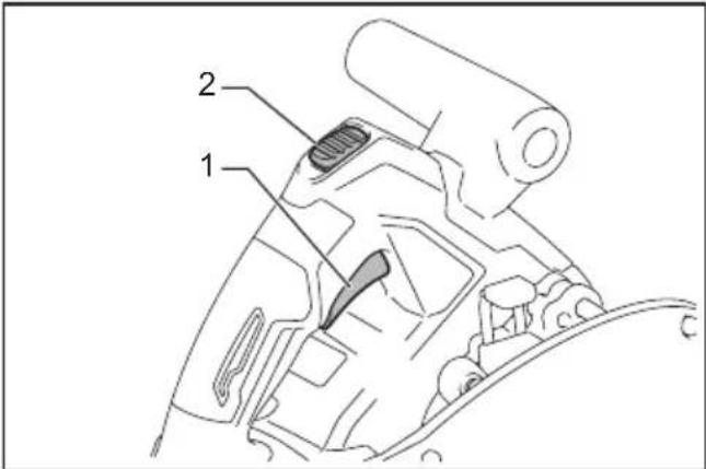 Technical diagram of a mechanical component with labeled parts 1 and 2