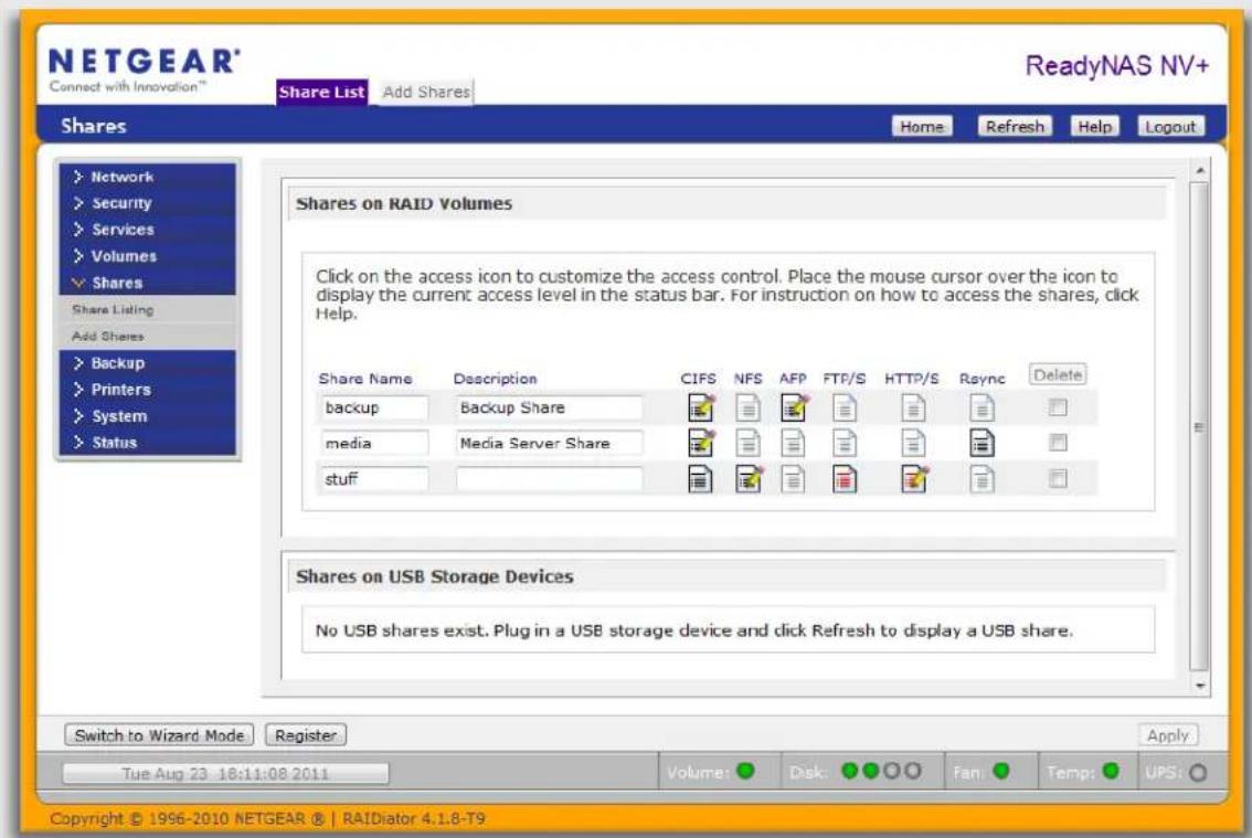 NETGEAR ReadyNAS RD2000v1 - Manage Share Access - 1