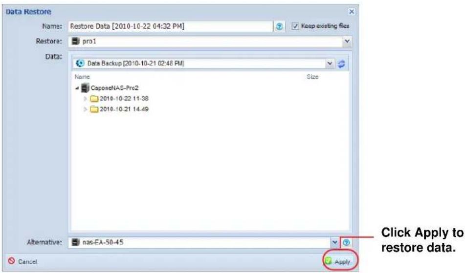 NETGEAR ReadyNAS R00RPL1 - To restore data: - 1
