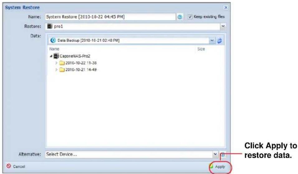 NETGEAR ReadyNAS R00RPL1 - To restore system data: - 1
