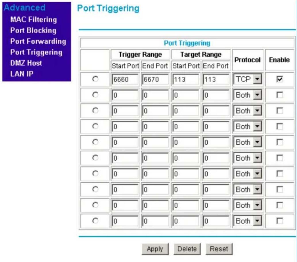 NETGEAR CG814M - Port Triggering - 1
