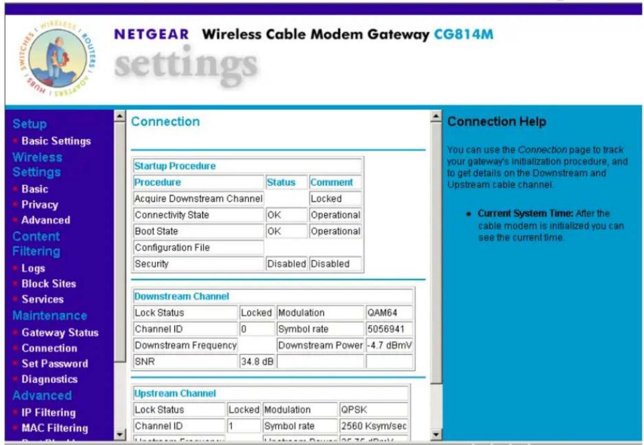NETGEAR CG814M - Connection Status - 1