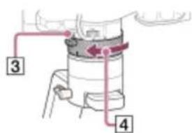 Diagram of a mechanical device with numbered parts labeled 3, 4, and directional arrows indicating flow or movement.