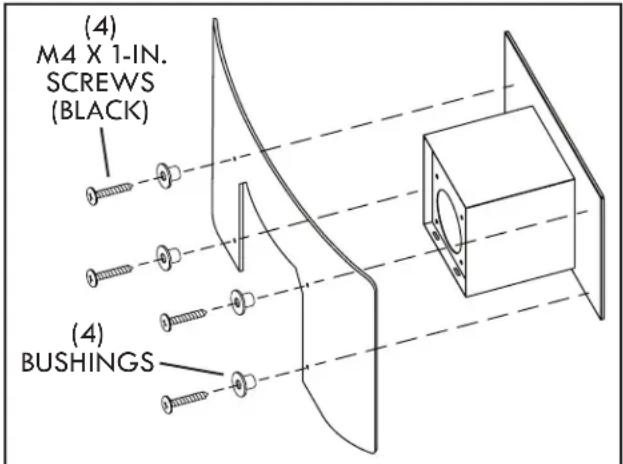 (4) M4 X 1-IN. SCREWS (BLACK) (4) BUSHINGS