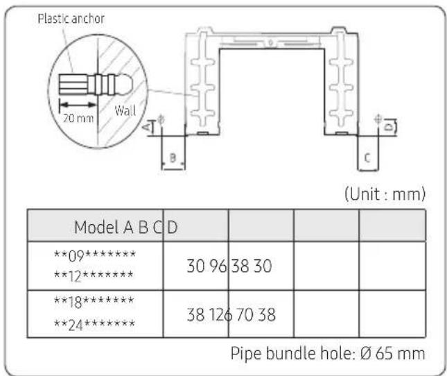 SAMSUNG AR10NVFSCURXSV - When fixing the indoor unit on a wall - 1