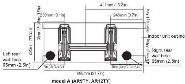 SAMSUNG AR12TYHQASIXSV - MOUNTING PLATE DIMENSIONS - 3