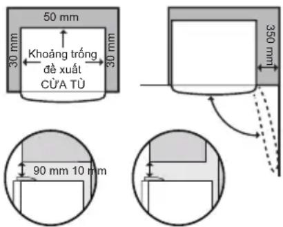 50 mm 30 mm Khoảng trống đề xuất CỦA TỪ 30 mm 350 mm 90 mm 10 mm