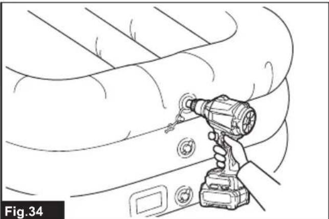 Line drawing of a hand using a power drill to clean or repair a car interior (no text or symbols)