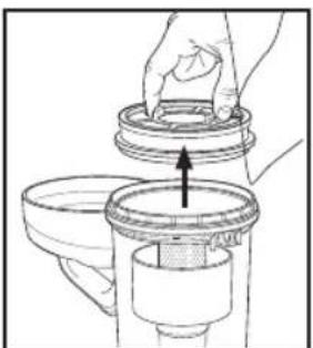 Diagram showing a hand pressing down on a mechanical component with an arrow indicating motion (no text or symbols present)