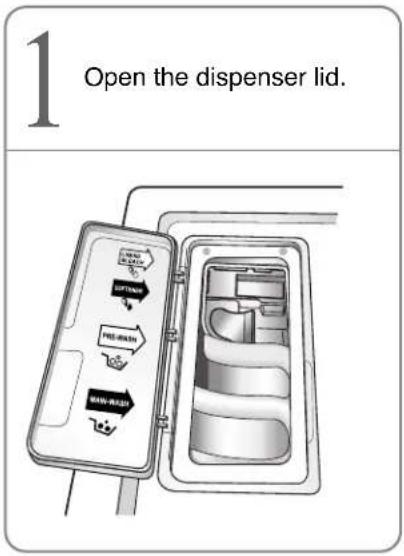 1 Open the dispenser lid.
