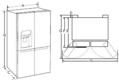 LG GR-X24FTKSB - Dimensions and Clearances - 1