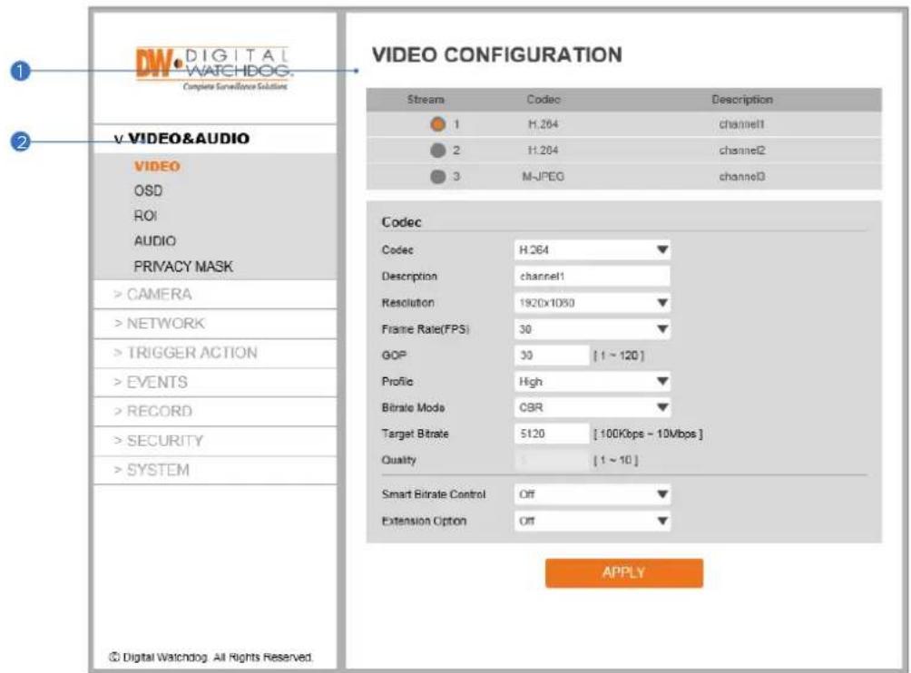 Digital Watchdog MegaPix DWC-MV72WI28TW - Video Configuration - 1