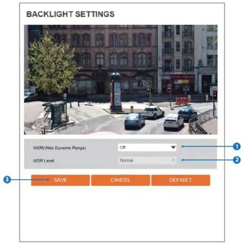 Digital Watchdog MegaPix DWC-MV74WI4 - Setup - Camera Setup Camera Backlight Settings - 1