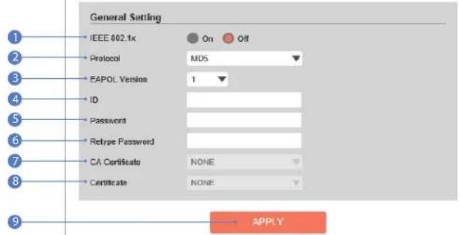 Digital Watchdog MegaPix DWC-MV85WIATW - Setup - Security setup IEEE 802.1X configuration - 1