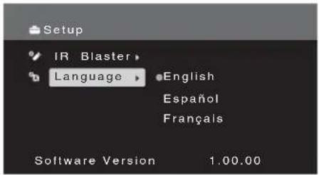 Setup IR Blaster Language English Español Français Software Version 1.00.00