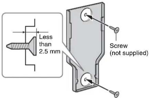 Less than 2.5 mm Screw (not supplied)
