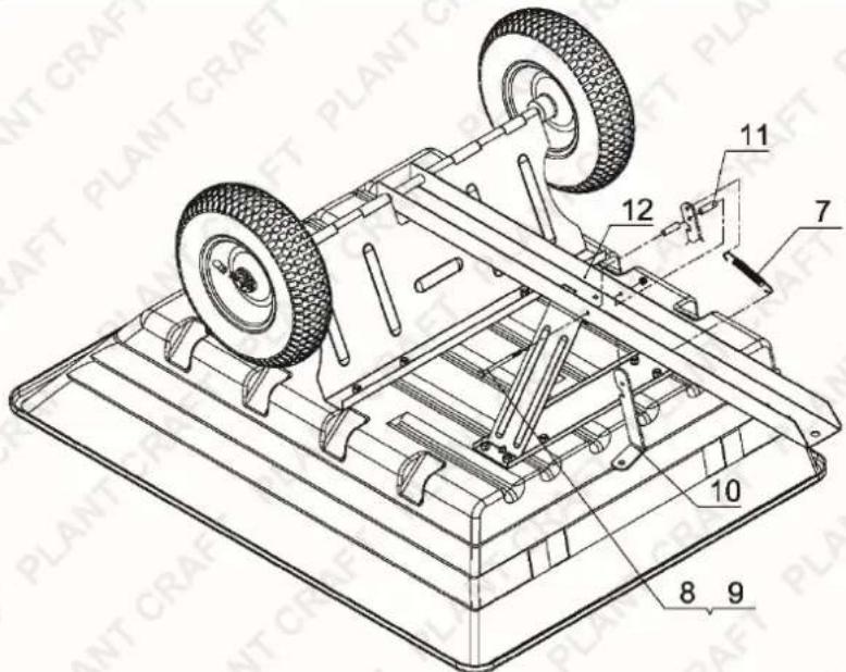 Technical diagram of a vehicle chassis with numbered components, likely for assembly or maintenance instructions.