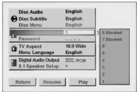 LG ADVD-2350P - Press ▲/▼ to select the desired level and press SELECT/ENTER. - 1