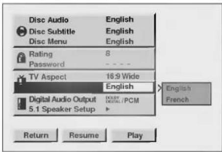LG ADVD-2350P - press ▲/▼ to select the desired Aspect and press SELECT/ENTER. - 4