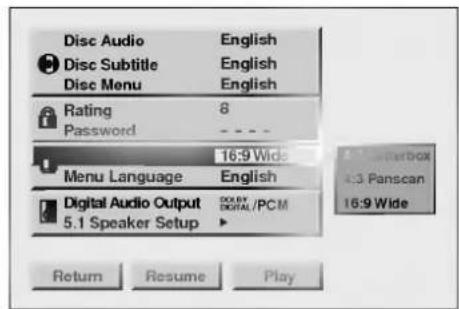 LG ADVD-2350P - Press ▲/▼ to select TV Aspect and press ▶. - 1