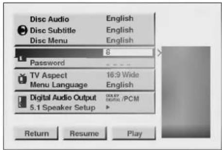 LG ADVD-2350P - Press ▲/▼ to select Rating and press ▶. - 1