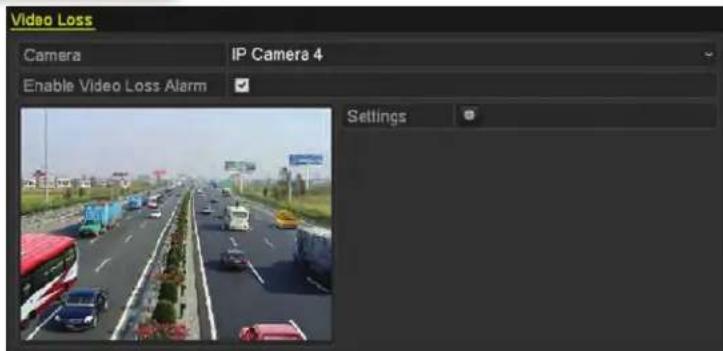 Video Loss Camera IP Camera 4 Enable Video Loss Alarm Settings