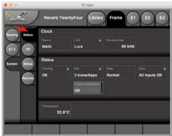 TC ELECTRONIC Reverb Twentyfour - System/ Status page - 1