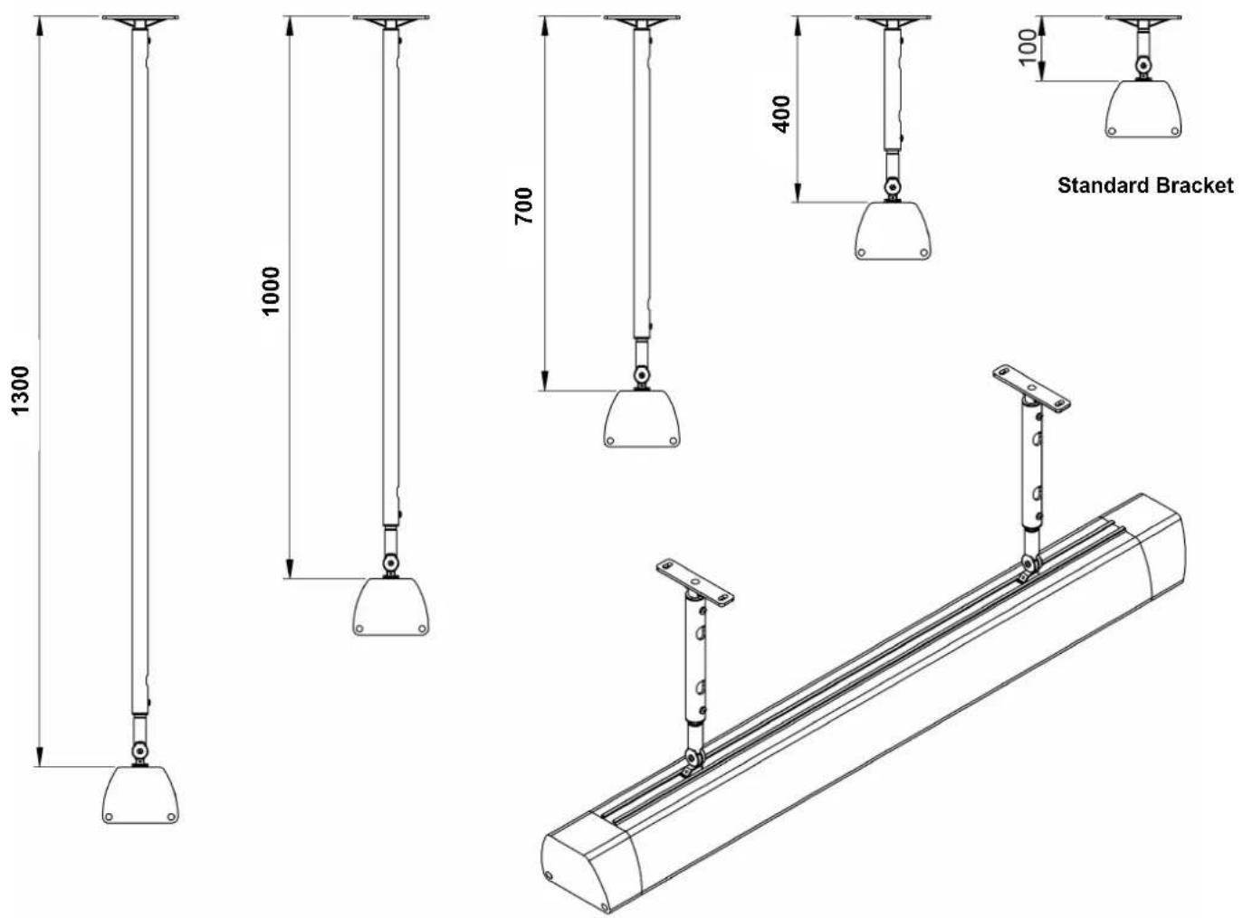 Heatstrip Intense THY3200W - Extension Mount Bracket - 1