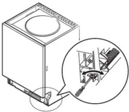 Technical line drawing of a refrigerator with an inset showing internal components (no text or symbols)