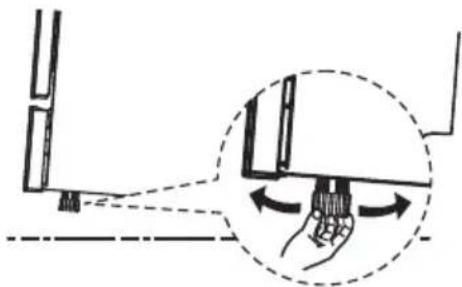 Diagram showing a hand holding a tool interacting with a device, with an inset close-up highlighting the mechanism (no text or symbols present)