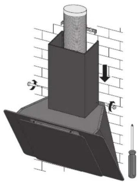 3D diagram of a mechanical assembly with a cylindrical component mounted on a base, showing directional arrows and screwdriver (no text or symbols)
