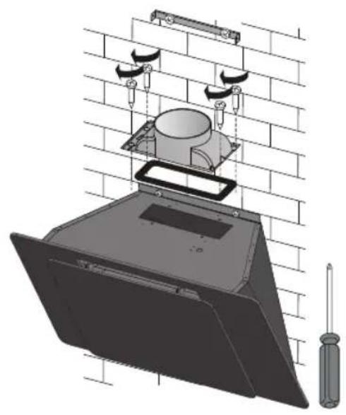 3D technical illustration of a kitchen oven with screwdriver and wall-mounted sensors (no text or symbols)