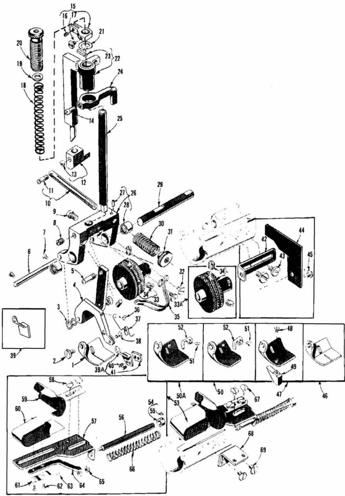 Union Special 63900AAE - PRESSER FEET, PRESSER BAR, TOP FEED ROLLER MECHANISM AND ATTACHMENTS - 1