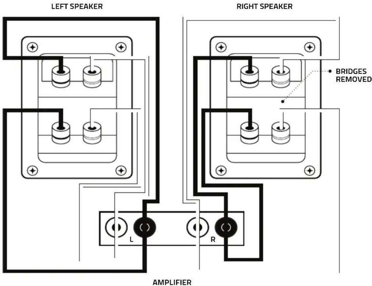 LEFT SPEAKER RIGHT SPEAKER BRIDGES REMOVED L R AMPLIFIER