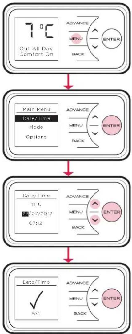 DIMPLEX LPP075E - Setting the Date and Time - 1
