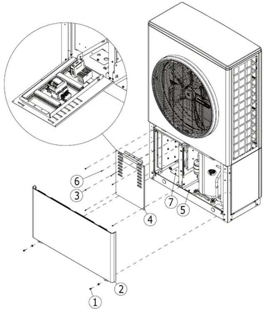 DIMPLEX ACCB100 - Access to Electrical Connections - Opening the heat pump - 1