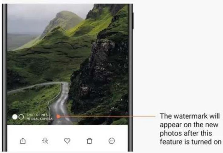 SHOT ON M6 MI QUAL CAMERA. The watermark will appear on the new photos after this feature is turned on.