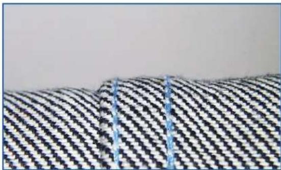 Union Special 35800PZB32 - Appearance of Standard vs. Soft Double-locked Stitch - 3