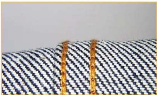 Union Special 35800PZB32 - Appearance of Standard vs. Soft Double-locked Stitch - 4
