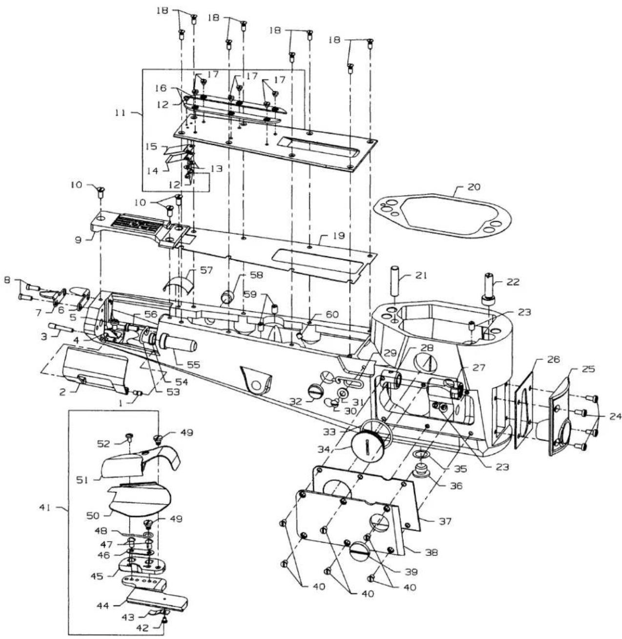 Union Special 35800BWDRG - MAIN FRAME, CAST-OFF PLATE, EYELETS, MISCELLANEOUS COVERS AND BUSHINGS - 2